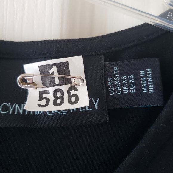 Black Cynthia Rowley dress with green stripe down sides - Picture 4 of 8